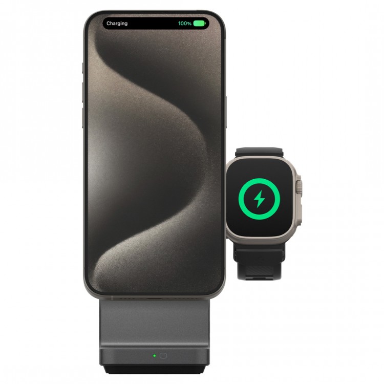 SPIGEN SGP OneTap Pro 3 MagFit MagSafe 3-σε-1 Mαγνητική Βάση Qi2 Ασύρματης Φόρτισης για Αpple iPhone, Apple Watch Series, Airpods 15W - ΓΚΡΙ - AMP06527