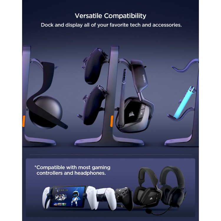 Spigen SGP Aluminum Universal Βάση για Game 4xController & Headset PS5/XBOX - ΜΑΥΡΟ - AMP07412