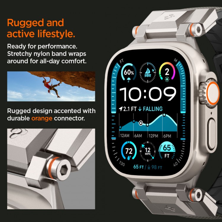 Spigen SGP DuraPro Armor λουράκι για APPLE WATCH Ultra 2/1 49mm / 9/8/7 45mm / SE/6/5/4 44mm / 3/2/1 42mm - ΓΚΡΙ - AMP09104