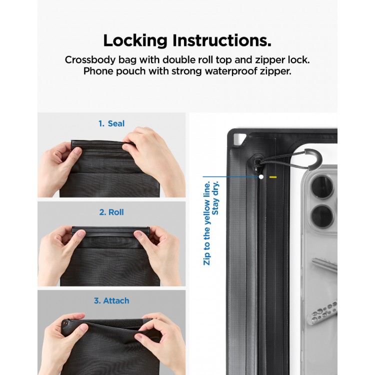 Spigen Aqua Shield Αδιάβροχη θήκη A640 (Dual, Crossbag) , 1 ΤΕΜ. - ΜΑΥΡΟ - AMP09746