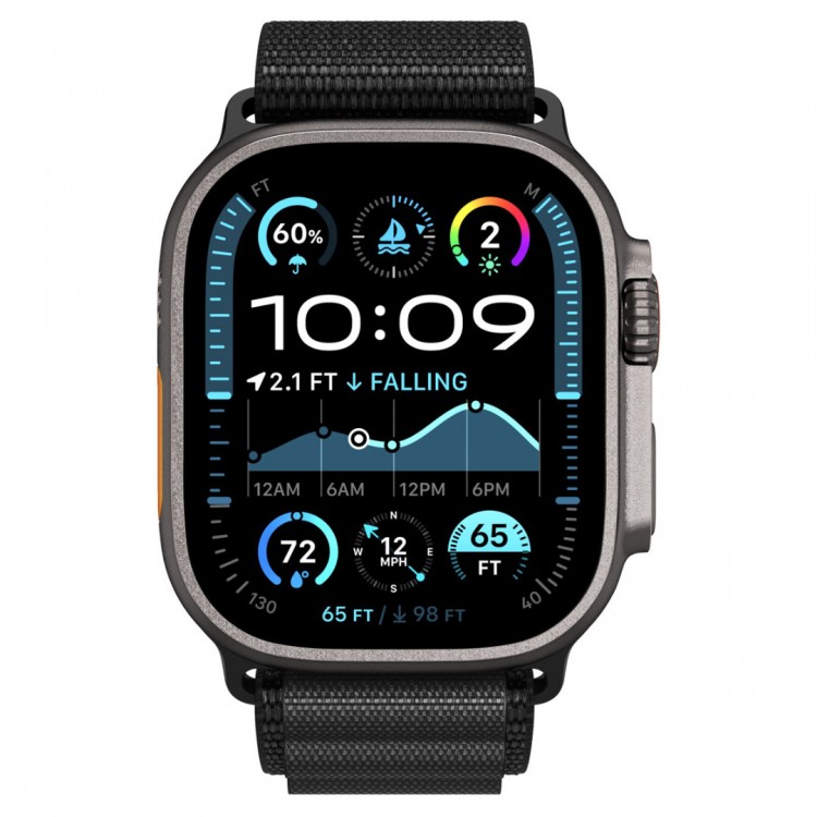 Spigen SGP WBF1 Fabric(hook) Band / λουράκι για Apple Watch series Ultra 3/2/1 49mm, Series 11/10 46mm and Series 9/8/7/6/5/4/SE 45mm, 44mm - ΜΑΥΡΟ - AMP10144