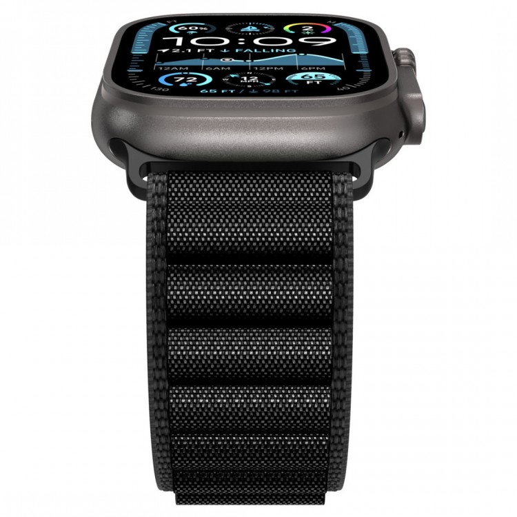 Spigen SGP WBF1 Fabric(hook) Band / λουράκι για Apple Watch series Ultra 3/2/1 49mm, Series 11/10 46mm and Series 9/8/7/6/5/4/SE 45mm, 44mm - ΜΑΥΡΟ - AMP10144