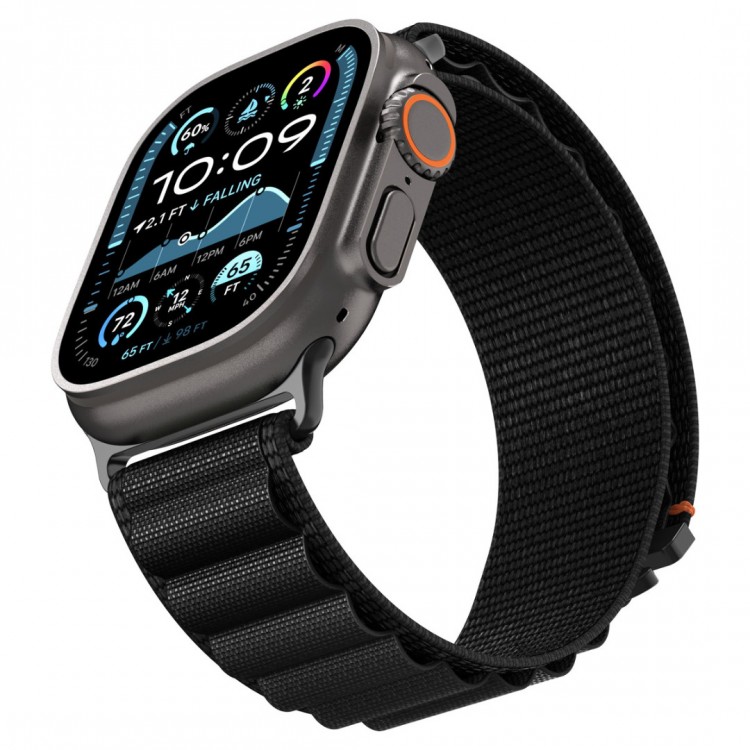 Spigen SGP WBF1 Fabric(hook) Band / λουράκι για Apple Watch series Ultra 3/2/1 49mm, Series 11/10 46mm and Series 9/8/7/6/5/4/SE 45mm, 44mm - ΜΑΥΡΟ - AMP10144