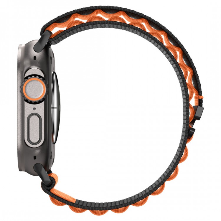 Spigen SGP WBF1 Fabric(hook) Band / λουράκι για Apple Watch series Ultra 3/2/1 49mm, Series 11/10 46mm and Series 9/8/7/6/5/4/SE 45mm, 44mm - ΜΑΥΡΟ/ΠΟΡΤΟΚΑΛΙ - AMP10145