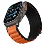 Spigen SGP WBF1 Fabric(hook) Band / λουράκι για Apple Watch series Ultra 3/2/1 49mm, Series 11/10 46mm and Series 9/8/7/6/5/4/SE 45mm, 44mm - ΜΑΥΡΟ/ΠΟΡΤΟΚΑΛΙ - AMP10145