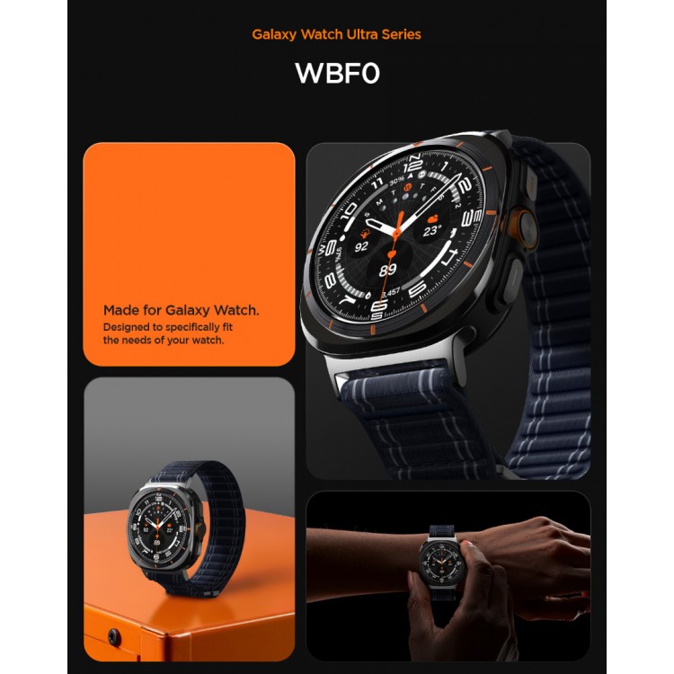 Spigen SGP WBF0 Fabric Band (hook-and-loop) Υφασμάτινο Λουράκι για Samsung Galaxy Watch Ultra 47MM - ΜΑΥΡΟ - AMP10146