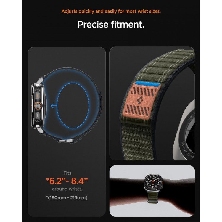Spigen SGP WBF0 Fabric Band (hook-and-loop) Υφασμάτινο Λουράκι για Samsung Galaxy Watch Ultra 47MM - ΠΡΑΣΙΝΟ ΧΑΚΙ - AMP10147