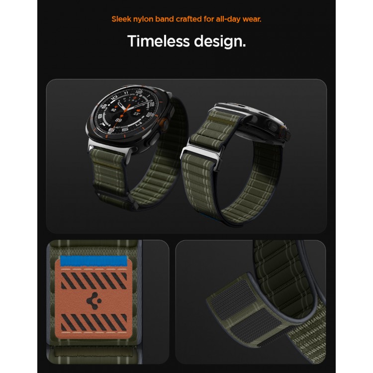 Spigen SGP WBF0 Fabric Band (hook-and-loop) Υφασμάτινο Λουράκι για Samsung Galaxy Watch Ultra 47MM - ΠΡΑΣΙΝΟ ΧΑΚΙ - AMP10147