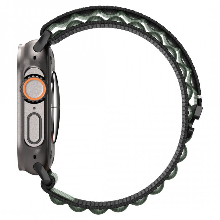 Spigen SGP WBF1 Fabric(hook) Band / λουράκι για Apple Watch series Ultra 3/2/1 49mm, Series 11/10 46mm and Series 9/8/7/6/5/4/SE 45mm, 44mm - ΜΑΥΡΟ/ΠΡΑΣΙΝΟ - AMP10223