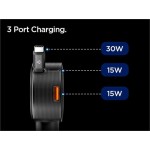 Spigen SGP Essential EV603BT 60W USB-A Ταχυφορτιστής αυτοκινήτου με ανασυρόμενο USB-C καλώδιο 0.7μ. & USB-C θύρα - ΜΑΥΡΟ - ACP10515