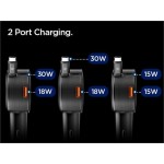 Spigen SGP Essential EV603BT 60W USB-A Ταχυφορτιστής αυτοκινήτου με ανασυρόμενο USB-C καλώδιο 0.7μ. & USB-C θύρα - ΜΑΥΡΟ - ACP10515