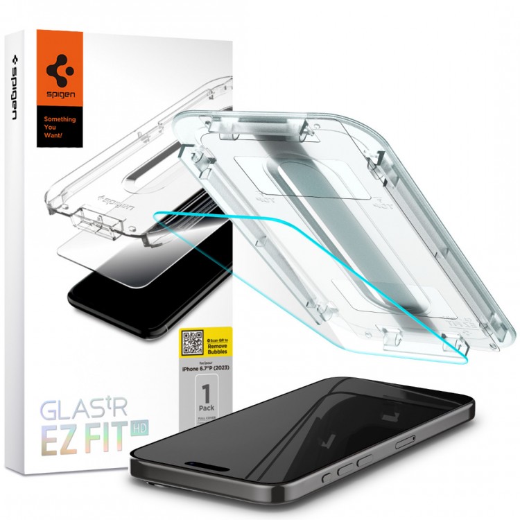 Spigen SGP Γυαλί προστασίας GLAS.tR EZ Fit HD 1 Pack CASE FRIENDLY για APPLE iPhone 15 PRO MAX 6.7 2023 - ΔΙΑΦΑΝΟ - AGL06878