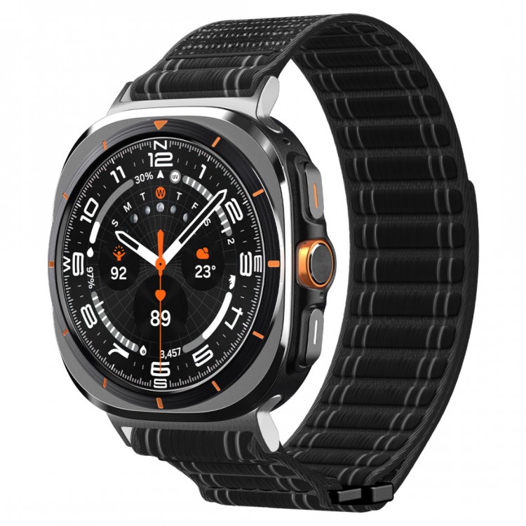 Spigen SGP WBF0 Fabric Band (hook-and-loop) Υφασμάτινο Λουράκι για Samsung Galaxy Watch Ultra 47MM - ΜΑΥΡΟ - AMP10146