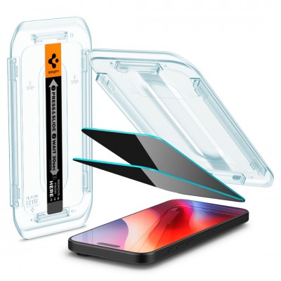 Spigen SGP Γυαλί προστασίας Privacy GLAS.tR EZ Fit SLIM CASE FRIENDLY για APPLE iPhone 16 PRO 6.3 2024, 2-TEM - ΔΙΑΦΑΝΟ - AGL07929