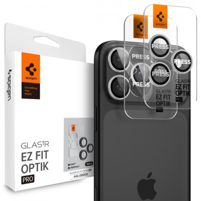 SPIGEN SGP OPTIK.TR EZ FIT CAMERA PROTECTOR Γυαλί προστασίας ΦΑΚΩΝ 9H για CAMERA LENS για Apple IPHONE 17/16/15/14 Pro & iPhone 17/16/15/14 Pro Max - ΑΣΗΜΙ - AGL10124 - 2-TEM
