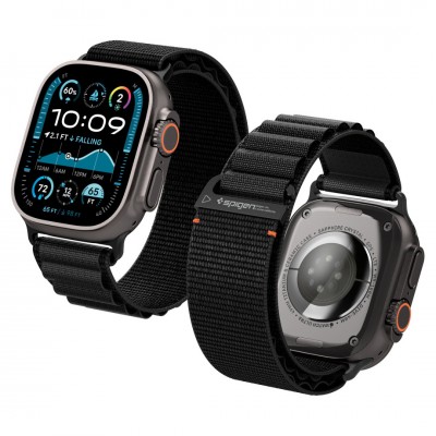 Spigen SGP WBF1 Fabric(hook) Band / λουράκι για Apple Watch series Ultra 3/2/1 49mm, Series 11/10 46mm and Series 9/8/7/6/5/4/SE 45mm, 44mm - ΜΑΥΡΟ - AMP10144