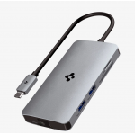 Spigen SGP Aluminum 8-in-1 USB-C Multiport Hub Adapter 100W, PD 3.0, microSD/SD Card, 5Gbps Data, 4K 60Hz HDMI ,Ethernet, USB-C, 3XUSB-A Ports for Apple MacBook Pro/Air M1 M2 - ΑΣΗΜΙ - ACA06141