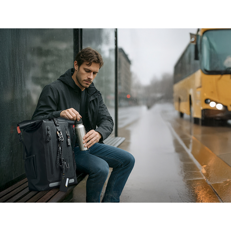 Case Spigen SGP A650 Aqua Shield Rolltop Αδιάβροχη τσάντα Laptop εως 16" , Backpack 35λτ. - ΜΑΥΡΟ - AMP04523