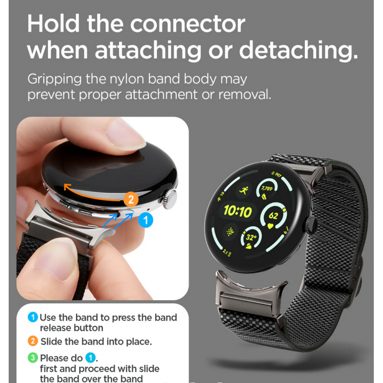 Θήκη Spigen SGP LITE FIT ”X” ΛΟΥΡΑΚΙ για Google Pixel Watch 4/3 45mm - MATTE ΜΑΥΡΟ - AMP09487