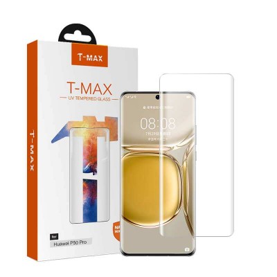T-MAX UV GLASS Tempered Glass Case Friendly Fullcover 3D FULL CURVED 0.3MM for HUAWEI P50 PRO - CLEAR - TMX041