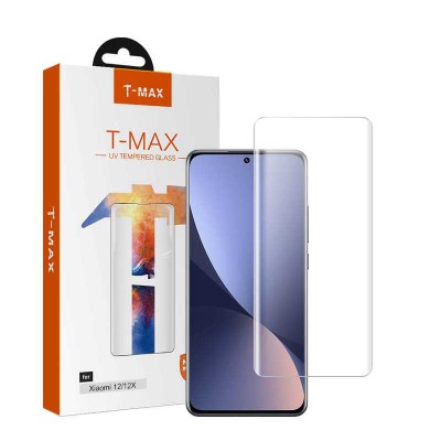 T-MAX UV GLASS Tempered Glass Case Friendly Fullcover 3D FULL CURVED 0.3MM for XIAOMI 12/ 12X - CLEAR