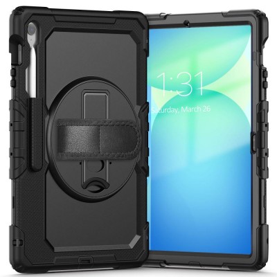 Θήκη TECH PROTECT SOLID360 ARMOR με Χειρολαβή, Βάση και Προστασία Οθόνης για SAMSUNG GALAXY Tab S10 FE+ PLUS 13.1 X620 / X626B - ΜΑΥΡΟ 