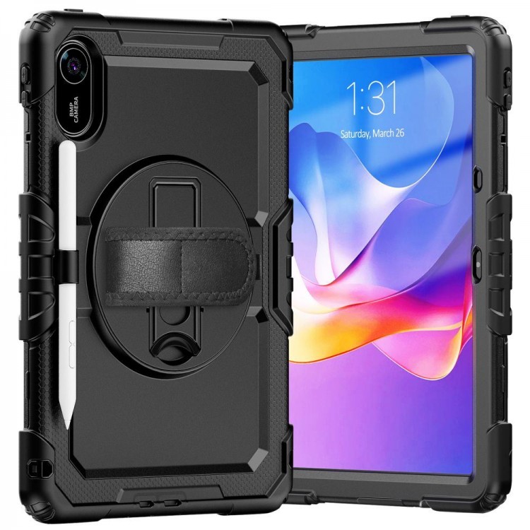 Θήκη TECH PROTECT SOLID360 με Προστασία Οθόνης, Χειρολαβή, Βάση στήριξης & ιμάντα ώμου μεταφοράς για XIAOMI REDMI PAD 2 11.0 2025 - ΜΑΥΡΟ