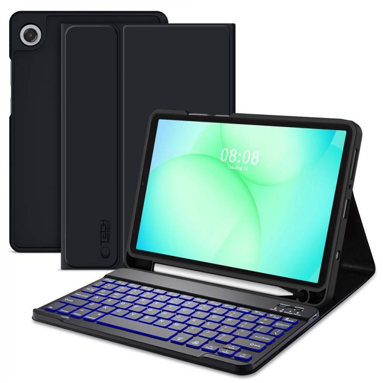 Θήκη TECH PROTECT SMARTCASE FOLIO με ασύρματο BT πληκτρολόγιο και υποδοχή PENCIL για Samsung GALAXY TAB A9 / A11 8.7 (X110 / X115 / X133 / X135) - ΜΑΥΡΟ