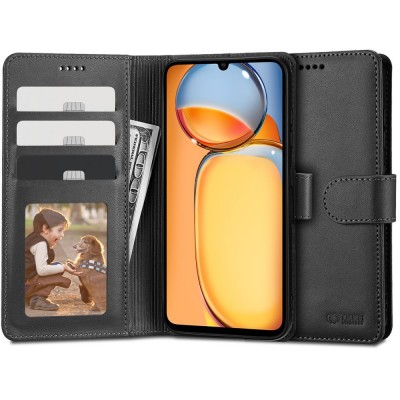 Θήκη TECH PROTECT Δερμάτινο Πορτοφόλι FOLIO για XIAOMI REDMI 13C / POCO C65 - ΜΑΥΡΟ