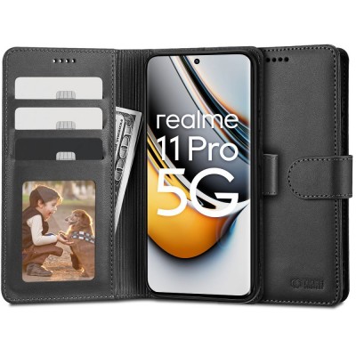 Θήκη TECH PROTECT δερμάτινο WALLET FOLIO για REALME 11 PRO 5G / 11 PRO+ PLUS 5G - ΜΑΥΡΟ