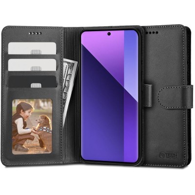 Θήκη TECH PROTECT Δερμάτινο Πορτοφόλι FOLIO για XIAOMI REDMI NOTE 13 PRO+ PLUS 5G - ΜΑΥΡΟ