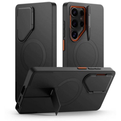 Θήκη TECH PROTECT KEVLAR AURA με MAGSAFE, CAMSHIELD & Βάση για Samsung GALAXY S25 ULTRA 5G 2025 - ΜΑΥΡΟ