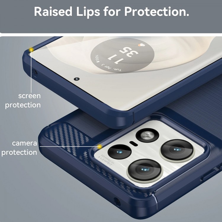 Θήκη TECH PROTECT CARBON Silicone για MOTOROLA MOTO Edge 50 Pro - ΜΑΥΡΟ