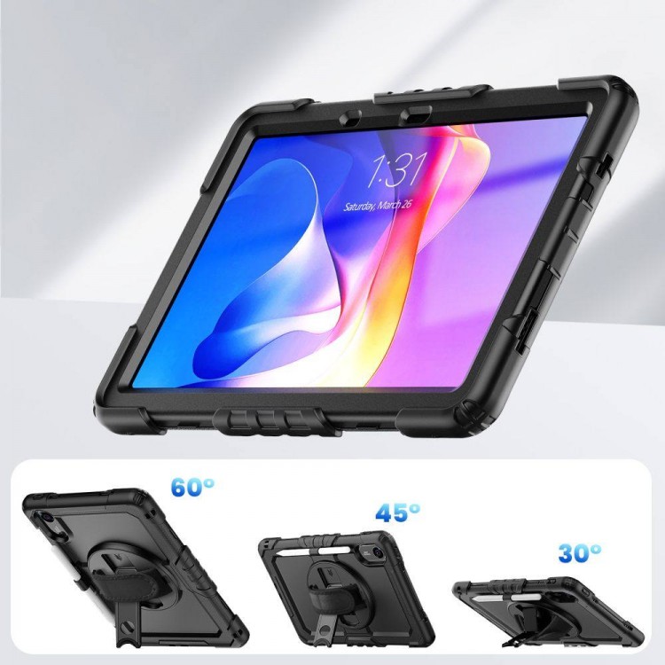 Θήκη TECH PROTECT SOLID360 με Προστασία Οθόνης, Χειρολαβή, Βάση στήριξης & ιμάντα ώμου μεταφοράς για XIAOMI REDMI PAD 2 11.0 2025 - ΜΑΥΡΟ