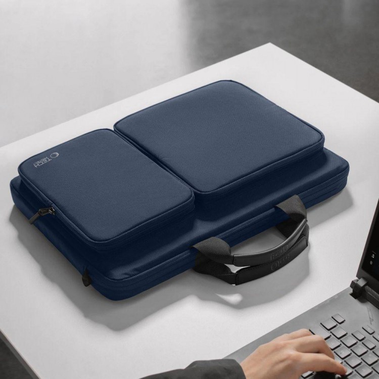 Θήκη Μεταφοράς TECH-PROTECT Defender Laptop 17" Briefcase με ιμάντα ώμου - NAVY ΜΠΛΕ - A42F2G8