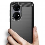 Θήκη TECH PROTECT CARBON Silicone για HUAWEI P50 Pro - ΜΑΥΡΟ