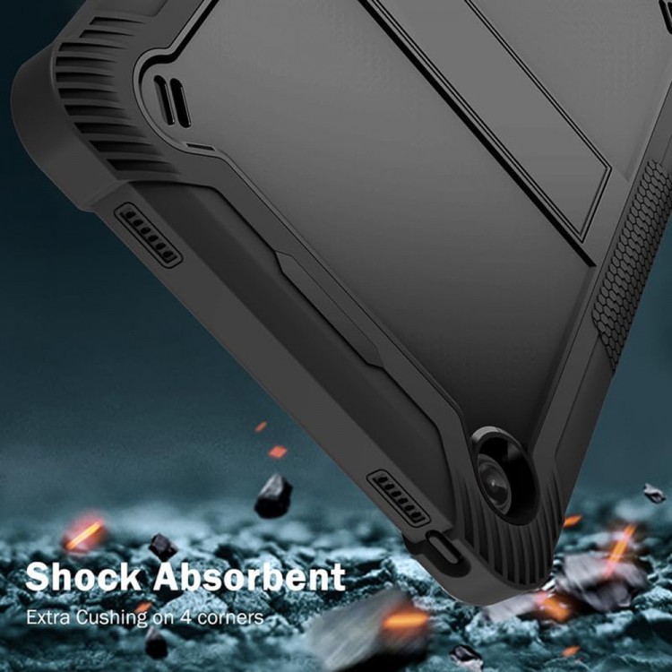 Θήκη TECH PROTECT Rugged TabShell ARMOR με Προστασία Οθόνης και Βάση για Lenovo Tab M10 Plus 10.6" 3rd Gen (TB-125F/TB-128F) - ΜΑΥΡΟ 