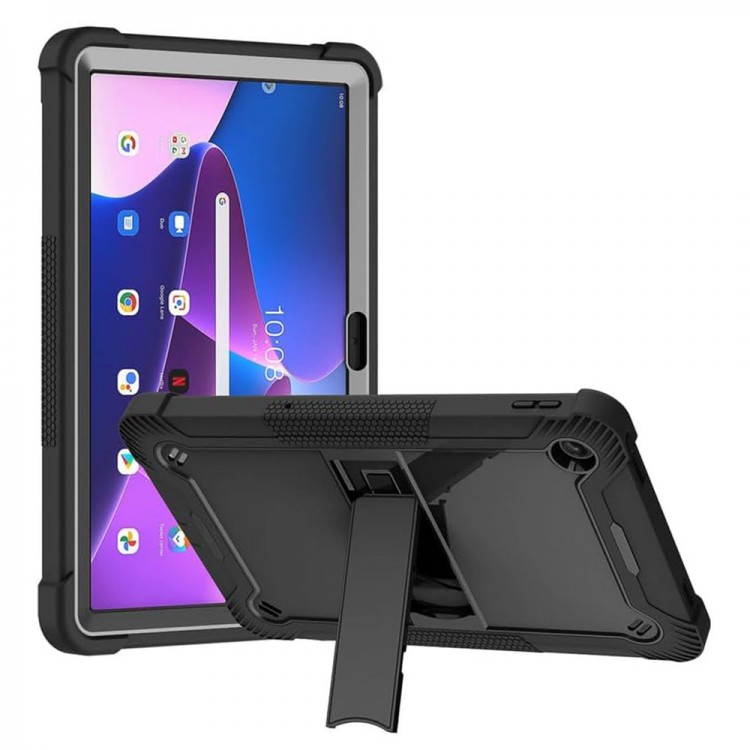 Θήκη TECH PROTECT Rugged TabShell ARMOR με Προστασία Οθόνης και Βάση για Lenovo Tab M10 Plus 10.6" 3rd Gen (TB-125F/TB-128F) - ΜΑΥΡΟ 