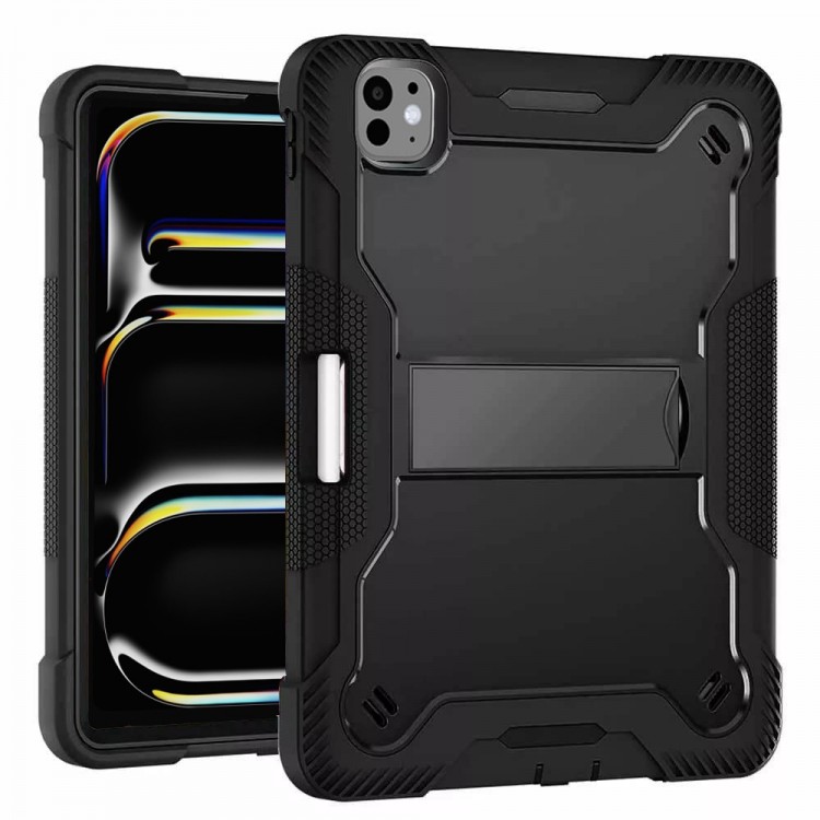 Θήκη TECH PROTECT Rugged TabShell ARMOR με Προστασία Οθόνης και Βάση για APPLE iPad Pro 13 M4 (2024) 7ης Γενιάς - ΜΑΥΡΟ 