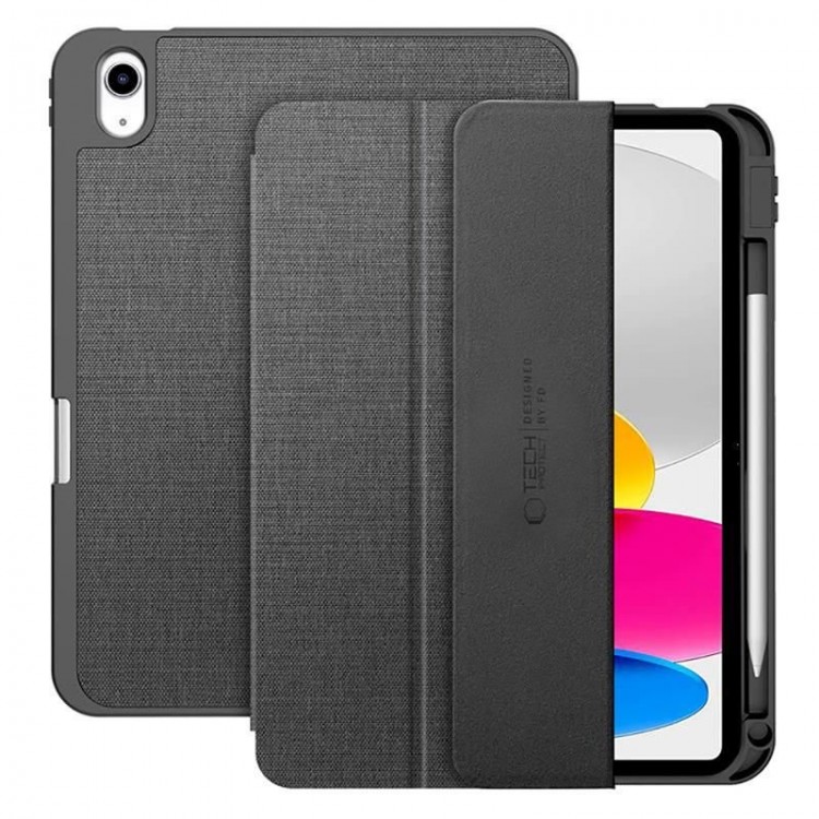 Θήκη TECH PROTECT CANVAS SC PEN SMARTCASE FOLIO για Apple IPAD 10.9” 10 / 2022 / 11” 11 / 2025 - ΓΚΡΙ ΜΑΥΡΟ