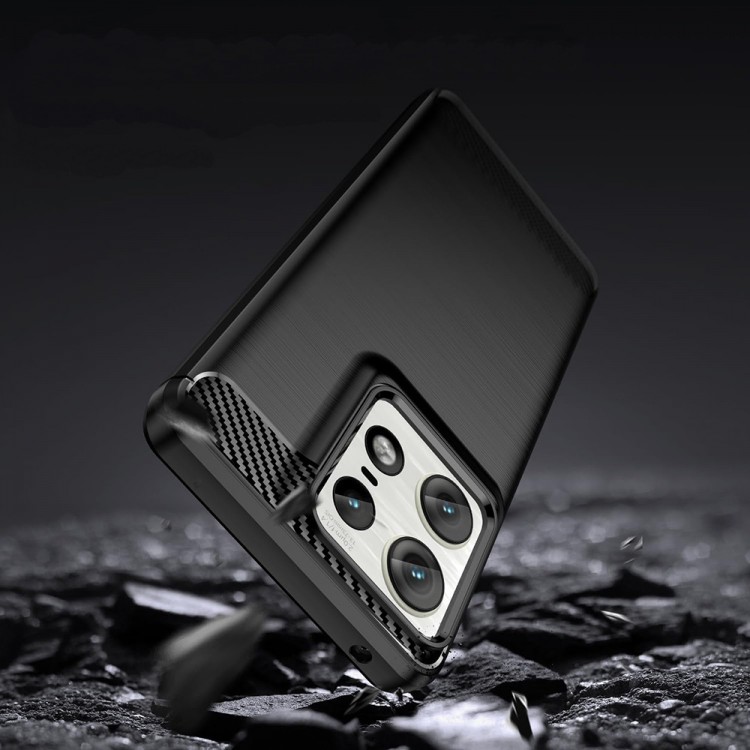 Θήκη TECH PROTECT CARBON Silicone για MOTOROLA MOTO Edge 50 Ultra - ΜΑΥΡΟ