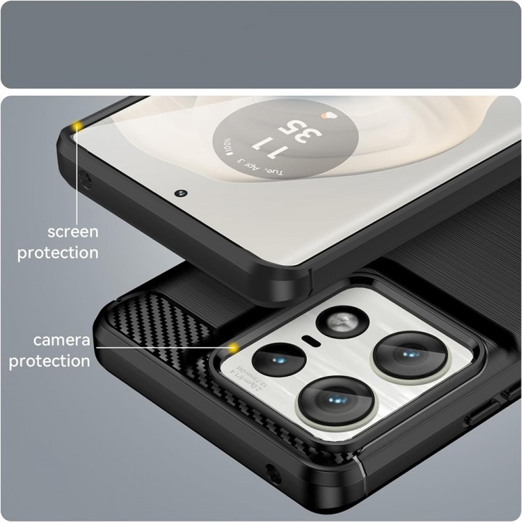 Θήκη TECH PROTECT CARBON Silicone για MOTOROLA MOTO Edge 50 Ultra - ΜΑΥΡΟ