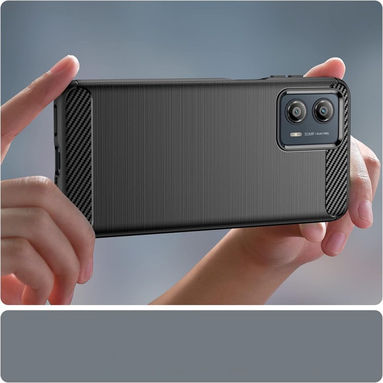 Θήκη TECH PROTECT CARBON Silicone για MOTOROLA MOTO Edge 50 Fusion - ΜΑΥΡΟ