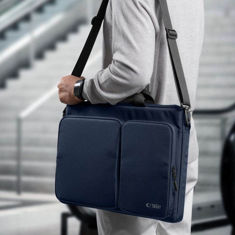 Θήκη Μεταφοράς TECH-PROTECT Defender Laptop 17" Briefcase με ιμάντα ώμου - NAVY ΜΠΛΕ - A42F2G8