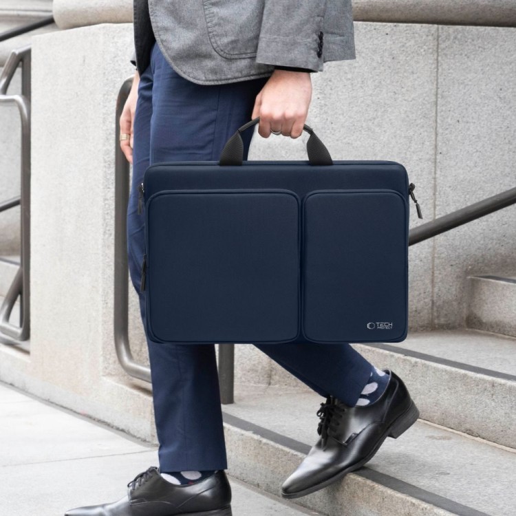 Θήκη Μεταφοράς TECH-PROTECT Defender Laptop 17" Briefcase με ιμάντα ώμου - NAVY ΜΠΛΕ - A42F2G8