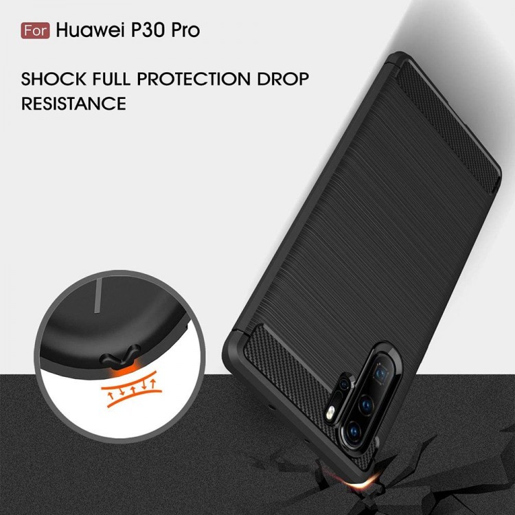 Θήκη TECH PROTECT CARBON Silicone για Huawei P30 Pro / P30 Pro New Edition - ΜΑΥΡΟ