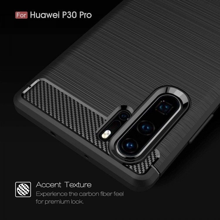 Θήκη TECH PROTECT CARBON Silicone για Huawei P30 Pro / P30 Pro New Edition - ΜΑΥΡΟ