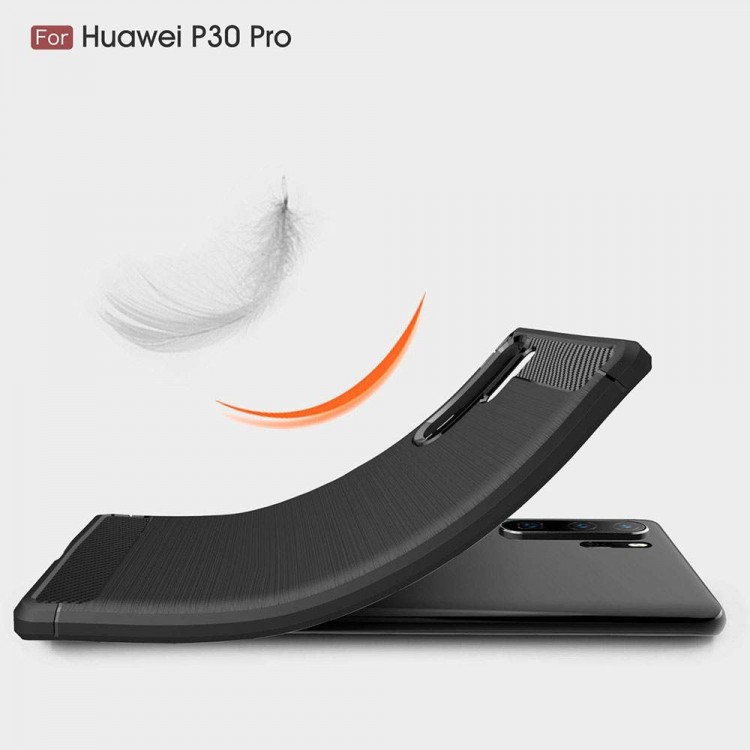 Θήκη TECH PROTECT CARBON Silicone για Huawei P30 Pro / P30 Pro New Edition - ΜΑΥΡΟ