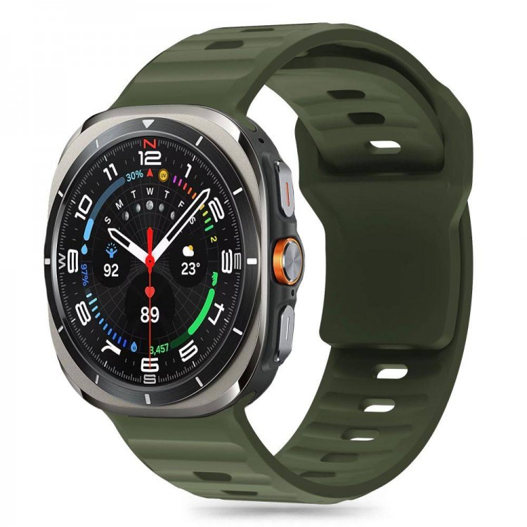 TECH PROTECT SILICONE LINE λουράκι σιλικόνης για SAMSUNG GALAXY WATCH ULTRA (47 MM) - ΠΡΑΣΙΝΟ ΧΑΚΙ