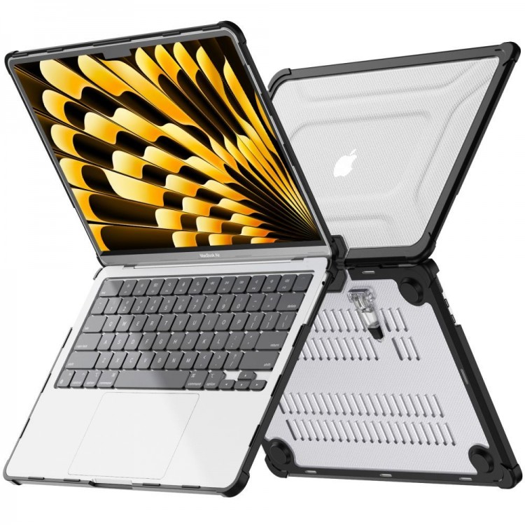Θήκη TECH PROTECT SMARTSHELL PRO για Apple MACBOOK AIR 13 M2 / M3 / M4, 2023-2025 - ΜΑΥΡΟ/ΔΙΑΦΑΝΟ